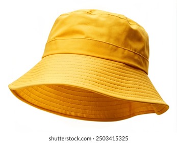 
yellow bucket hat isolated on white