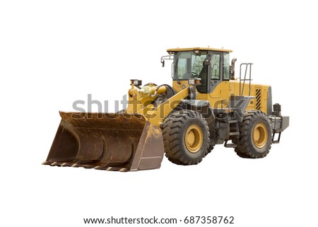 Yellow bulldozer Isolated on white background