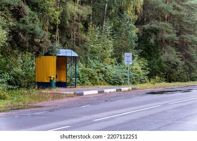 Yellow Bus Stop In The Forest