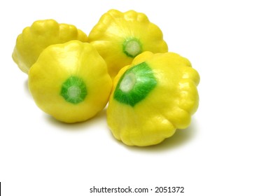 Yellow Button Squash (Baby Marrow) Isolated On White