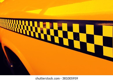 Yellow Cab Taxi, Detail On The Side Of Taxi Checker