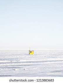 Yellow Canadian Ice Fishing Shack