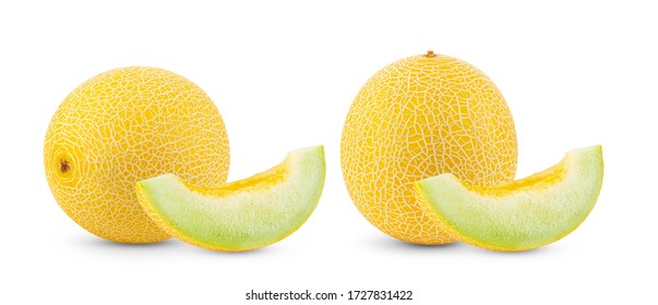 Yellow Cantaloupe Melon Isolated On White Background. Full Depth Of Field