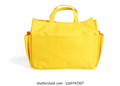 Yellow Canvas Hand Bag On White Background