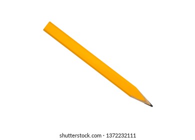 Yellow Carpenter Flat Pencil, Isolated On White