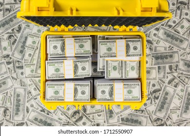 Yellow Case Is On A Pile Of One Million Dollars.