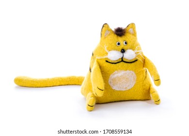 Yellow Cat - Soft Toy Made Of Felted Wool