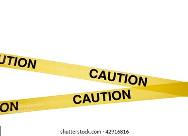 Yellow Caution Tape On A White Background With Copy Space