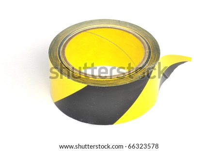 Yellow caution tape on white background