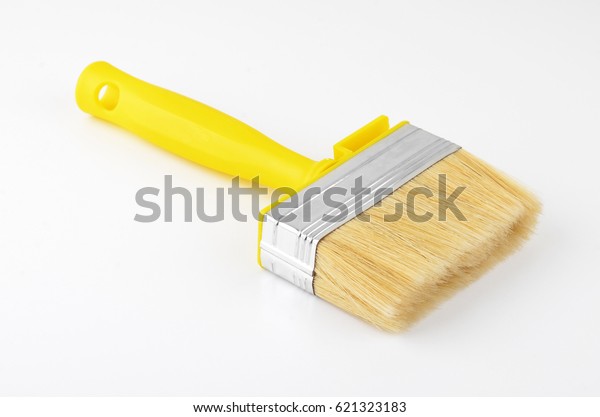 Yellow Ceiling Paint Brush On White Stock Photo Edit Now 621323183