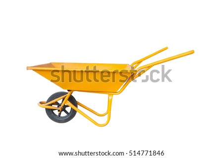 The yellow cement cart, Cart mortar isolate