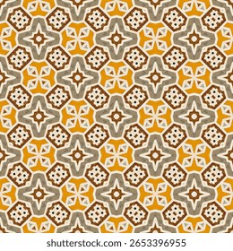 Yellow ceramic tile pattern. Background. Seamless pattern. Islamic motif. Arabic geometric tiles, spanish style design. Italian marble floor. Indian Taj Mahal Inlay technique for vintage tiled wall bg
