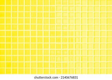 Yellow Ceramic Wall And Floor Tile Abstract Background. Design Geometric Gray Mosaic Texture Decoration Of The Bedroom. Simple Seamless Pattern Grid For Backdrop Hospital Wall, Canteen And Kitchen.