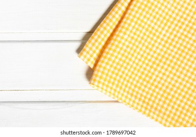 Yellow Checkered Folded Cloth Or Kitchen Towel