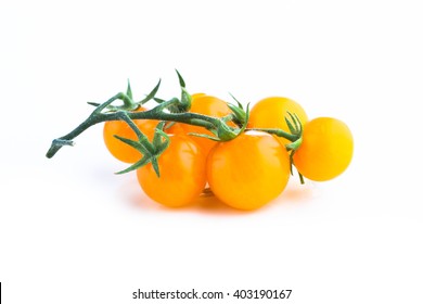 Yellow Cherry Tomatoes Twig, Isolated On White