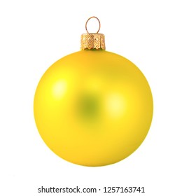 yellow christmas ball isolated on white background - Shutterstock ID 1257163741