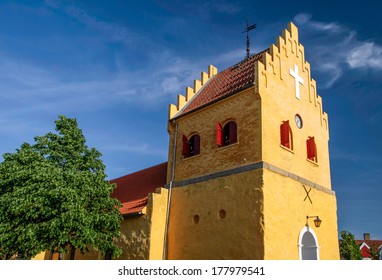 The Yellow Church Of Allinge On Bornholm