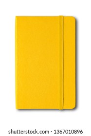 Yellow closed notebook mockup isolated on white - Shutterstock ID 1367010896