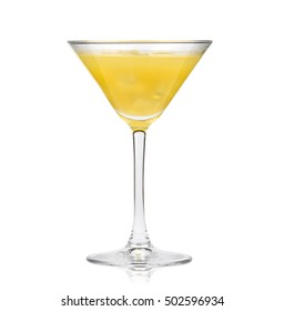 Yellow Cocktail In Martini Glass Isolated On A White Background