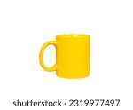 Yellow coffee mug isolated on a white background