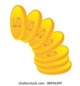 yellow coins isolated over white background. vector - Shutterstock ID 88996399