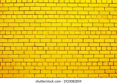 Yellow Color Brick Wall Background.