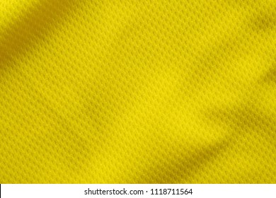 Yellow Color Football Jersey Clothing Fabric Texture Sports Wear Background, Close Up