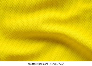 Yellow Color Football Jersey Clothing Fabric Texture Sports Wear Background, Close Up