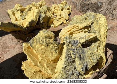 Yellow color of Sulfur at Ijen crater