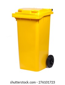 Yellow Colorful Recycle Bin Isolated On White Background