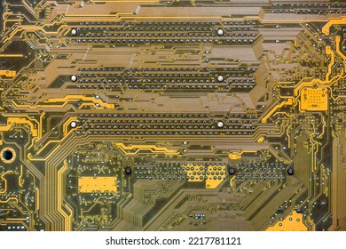 Yellow Computer motherboard background for design, technology concept