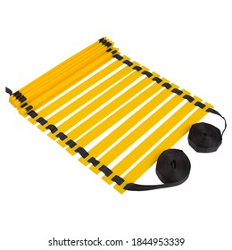 Yellow Coordination Ladder, On A White Background, Partially Unfolded, Isolate