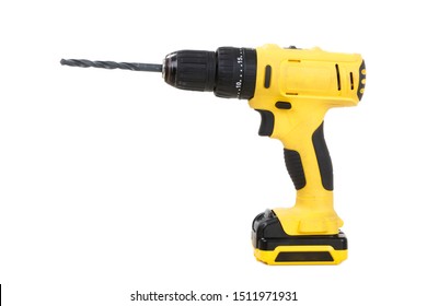 Yellow Cordless drill isolated on white background