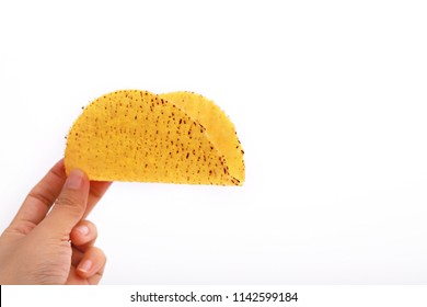 Yellow Corn Taco Shell Isolated On White Background