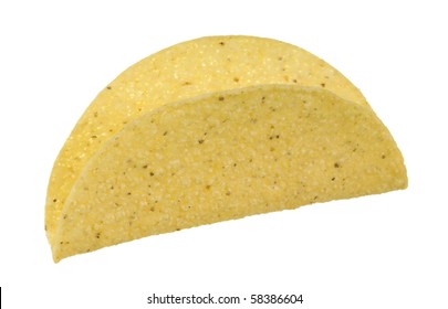 Yellow Corn Taco Shell; Isolated On White Background