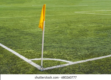 Yellow Corner Flag On The Football Field