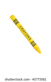  Yellow Crayon Isolated On White Ready To Write