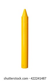 Yellow Crayon Wax Pencil Isolated On White Background