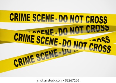 Yellow Crime Scene Tape On White Background