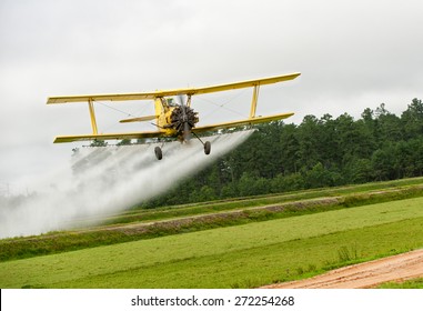 Yellow Crop Dusting Plane Biplane Spray