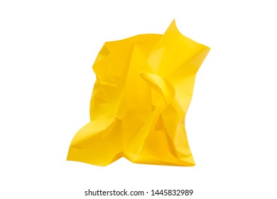 Yellow crumpled paper White background - Shutterstock ID 1445832989