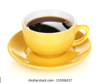 Yellow cup and saucer isolated on white - Powered by Shutterstock