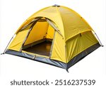 yellow dome two person tent on white background