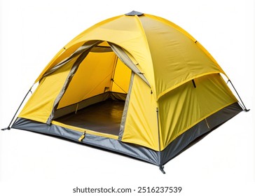 yellow dome two person tent on white background
