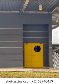 Yellow door with security lock