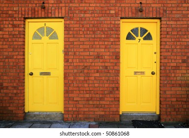 Yellow doors of irish house