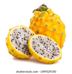 Yellow Dragonfruit Pitahaya Path Isolated On White