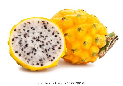 Yellow Dragonfruit Pitahaya Path Isolated On White