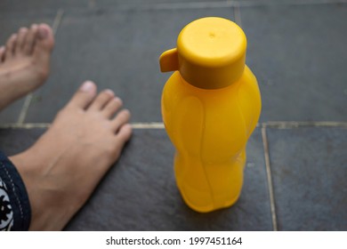 Yellow Drink Holder On The Floor