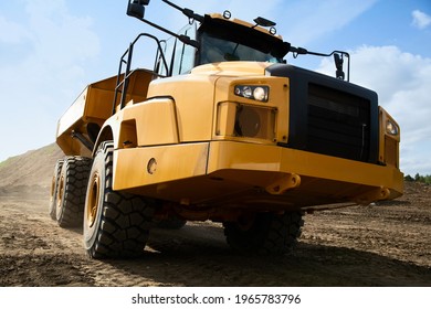 Yellow Dump Track On The Construction Site